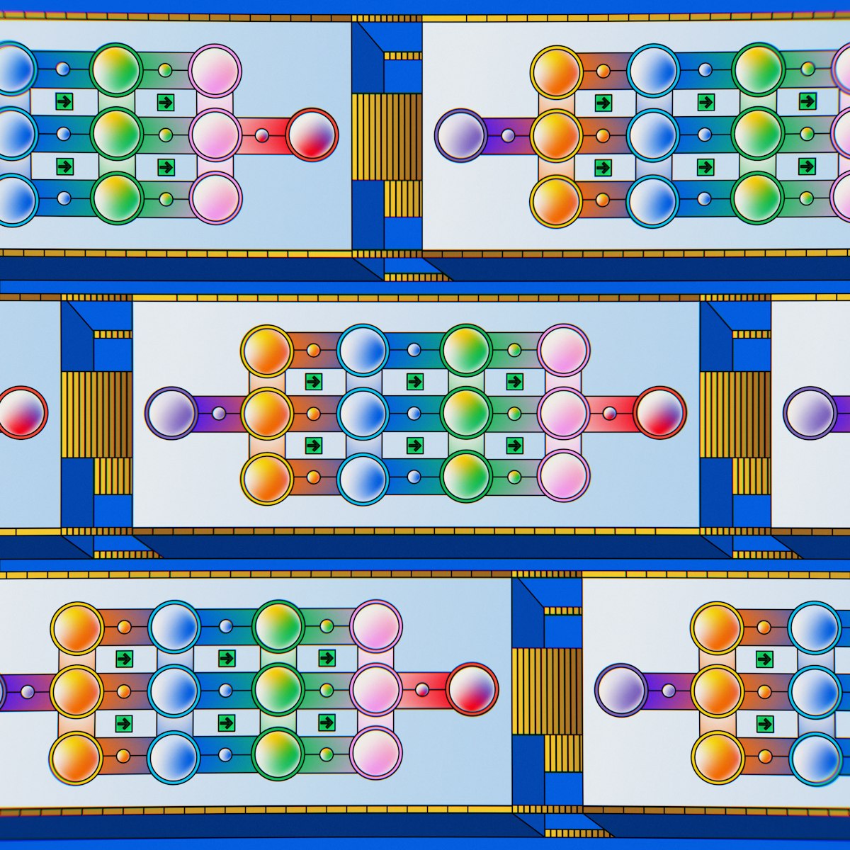 Ilustración abstracta de un diagrama de bloques conectados, representando el diseño de un esquema de base de datos